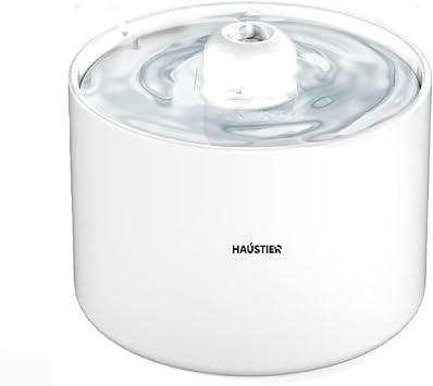Haustier WF013 Ceramic Automatic Cat Water Dispenser,Cat Water Fountain,Water Spring 2Lt Large Hopper,Ult Quiet,Multilayer Filtration,Ceramic Design [Energy Grade A+]