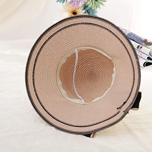 Cappello da Donna in Paglia Intrecciata,Cappelli da Sole Estivo in Paglia Intrecciata con Protezione Uv e Decorazione a Fiocco,Cappello da Spiaggia Traspirante e Leggero per Esterni,Viaggi,Feste