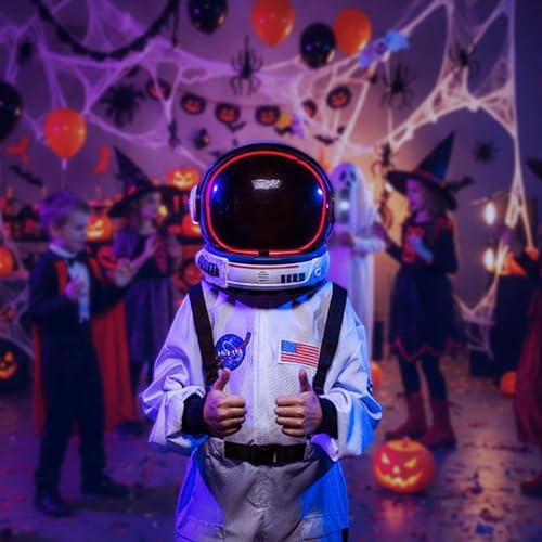 Astronaut Costume for Kids with Helmet, Halloween Costumes for kids Nasa Astronaut Helmet Suit with Movable Visor3