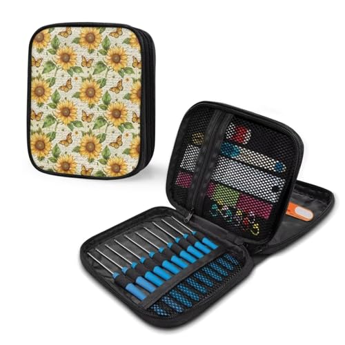 Image of Sunflower Crochet Hook Case Portable Knitting Needle Case without Hooks and Accessories Knitting Needle Organizer for Crochet Hooks, Knitting Needles,Knitting Crochet Supplies