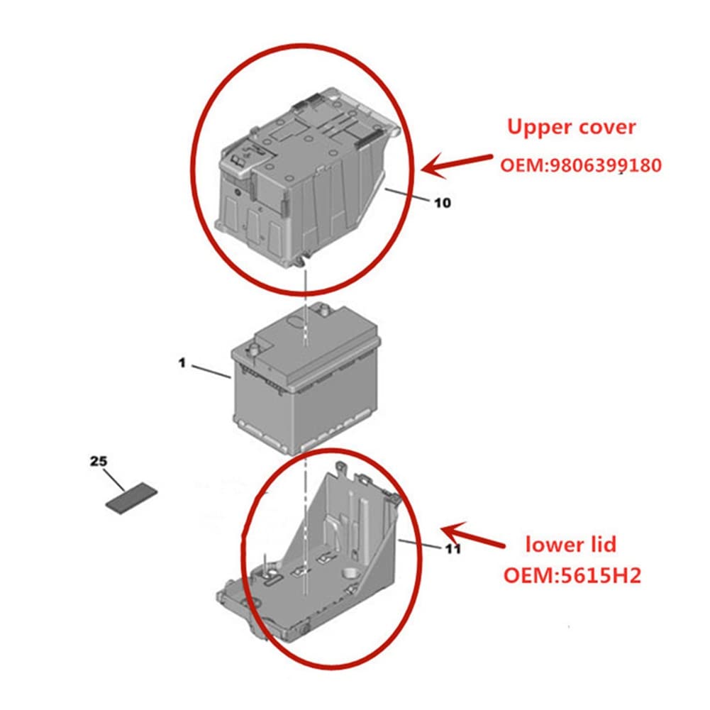 Protection de compartiment de batterie Couvercle supérieur de protection Couvre-siège pour 307 3008 407 C4 5615G8 Couvercle supérieur