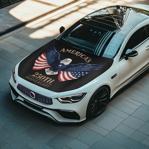 Image of Eagle Car Hood Cover 250th Anniversary American Flag Car Hood Cover Banner for Women Men Car Bonnet Banner 4th of July Auto Accessories Decor
