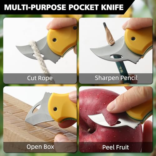 Image of Small Pocket Knife for Men,Pocket Utility Knife with 1.38''Sharp Blade,Cute Folding Knife Box Cutter,Mini EDC Knives for Everyday Carry,Ideal Gifts for Men and Women(Yellow)