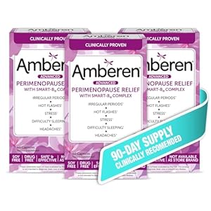 Amberen Perimenopause, Peri-Menopause Multi-Symptom Relief, Vitamin B, Vitamin E & Antioxidants Supplement, Helps Support Hormone Balance, Hot Flashes & Night Sweats, Supplements for Women, 180 Count