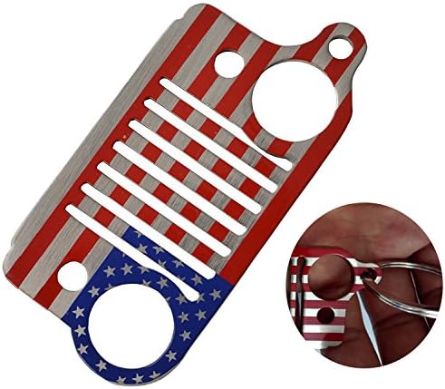 JustMos for Jeep Grill Key Chain Keychain Keyring CJ JK TJ YJ XJ-304 Stainless Steel (USA)