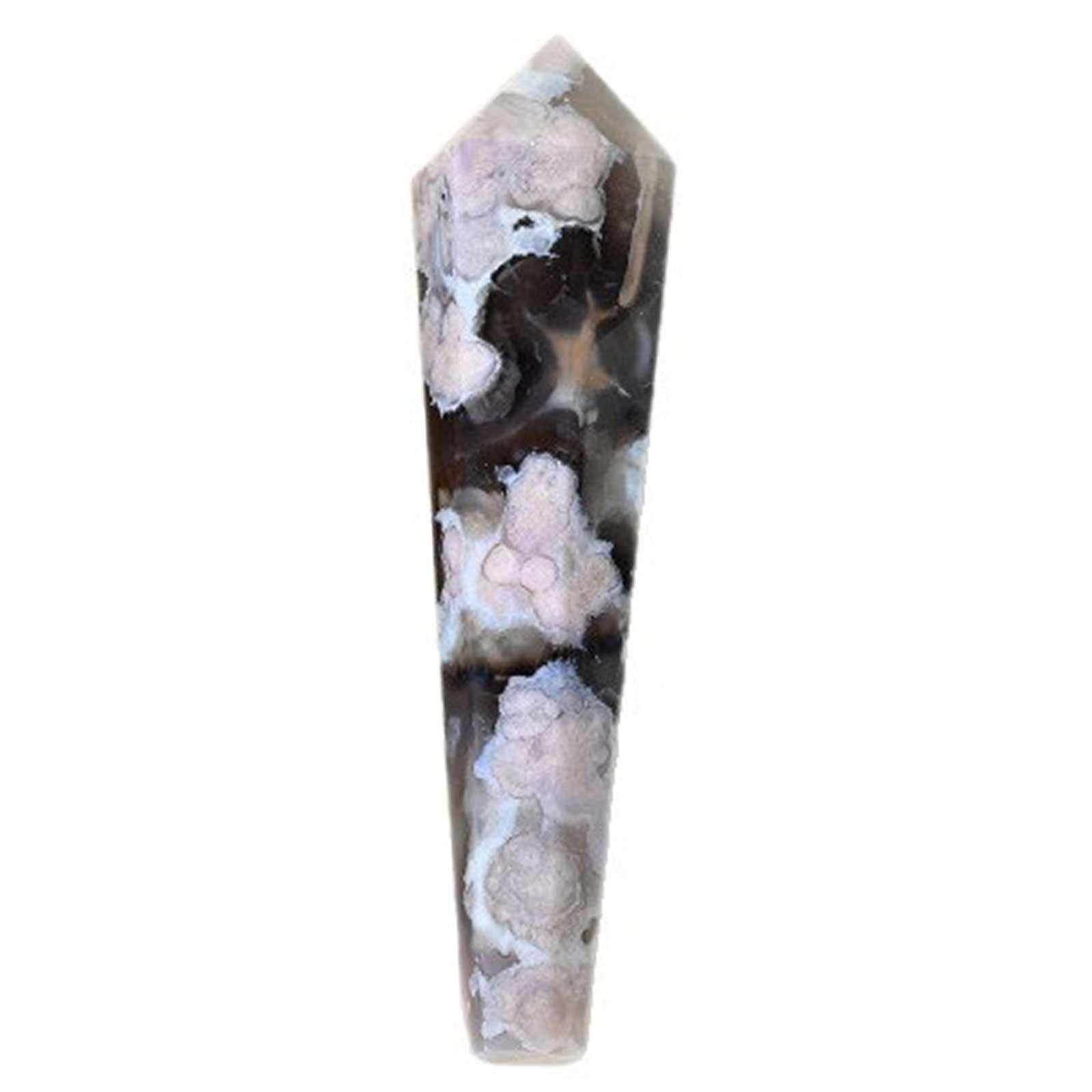 AGSHYWFT Large Crystal Cherry Blossom Agate Tower Flower Agate Point Healing Crystal Wand Gemstone Point Quartz Obelisk for Reiki Chakra Meditation, Home Decor, 3.9-7.9 Inch (height)