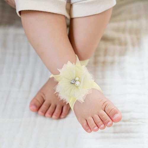Miniatura 3 de Eforcase 12 pares de sandalias descalzas para bebé y niña, sandalias descalzas de flores para bebés recién nacidos, niñas pequeñas