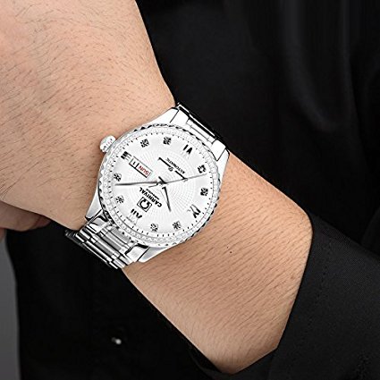 Gosasa Swiss Made Men Luxury Gold Watches,Automatic Analog Display Calendar Week Luminous Gold Stainless Diamond Watches (White) …