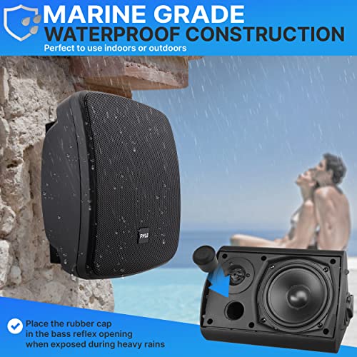 Pyle Outdoor Waterproof Patio Speaker - 5.25" 2-Way Weatherproof Wall/Ceiling Mounted Dual Speaker W/Heavy Duty Grill, W/Transformer Adjuster, Universal Mount, In/Outdoor Use Pdwr545Tb (Black) #TOP1