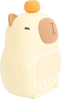 XUMIUZIY Capybara Alarm Clock with Night Light, Cute Capybara Clock Dimming Night Light, Rechargeable Tabletop Lamp, Sleep Training Clock, Time to Wake Clock for Baby, Kids, Students