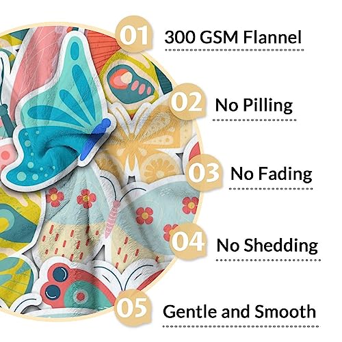 Butterfly Blanket Gifts - 40"x50" Cute Throw for Women, Girls - Colorful Soft Fuzzy Blankets for Couch & Sofa