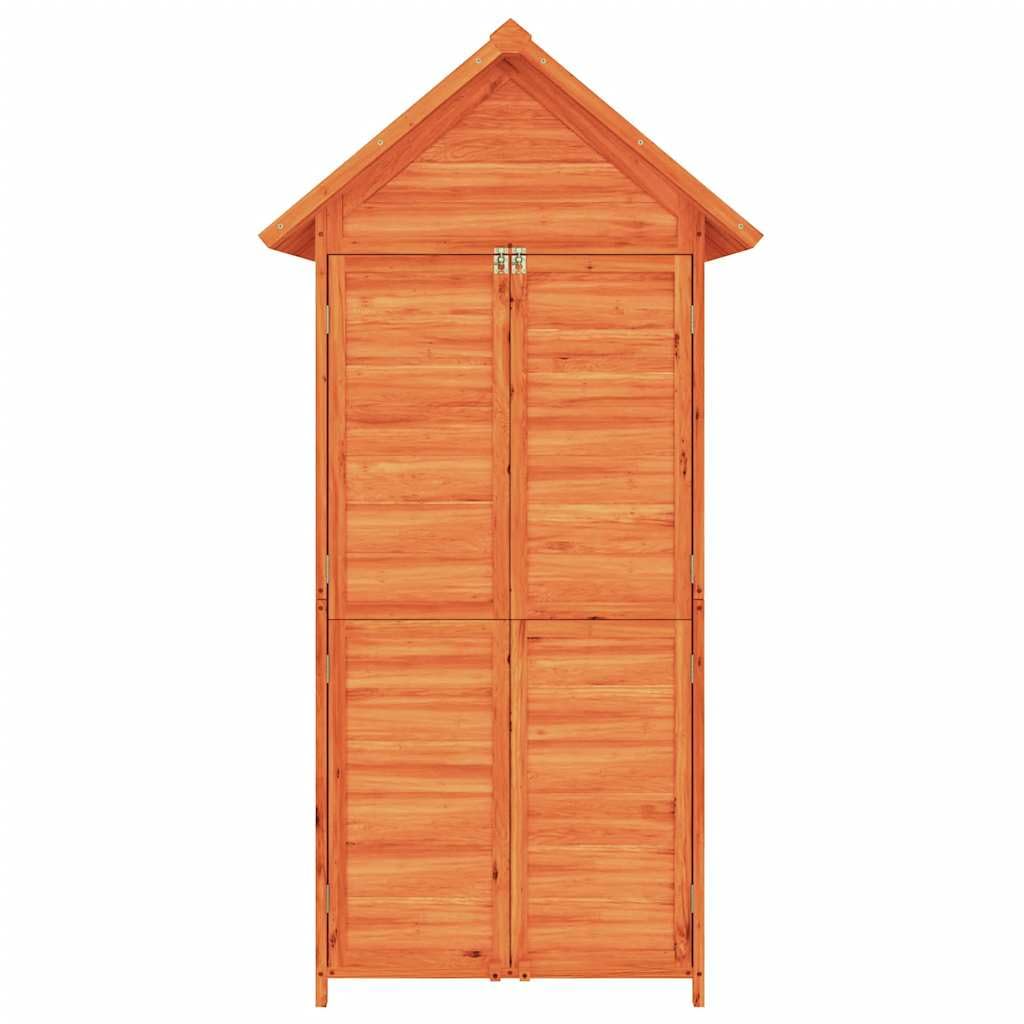 Cobertizo marrón 89 x 52,5 x 175 cm madera maciza de pino | Techo impermeable adecuado para cortacésped, con soporte de pared, para accesorios de jardín