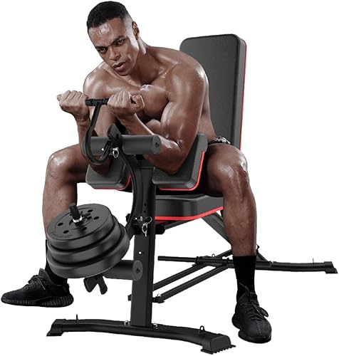 Miniatura 8 de Banco de pesas utilitario con extensión de pierna, banco ajustable multiposición para entrenamiento de fuerza, ejercicio con mancuernas y