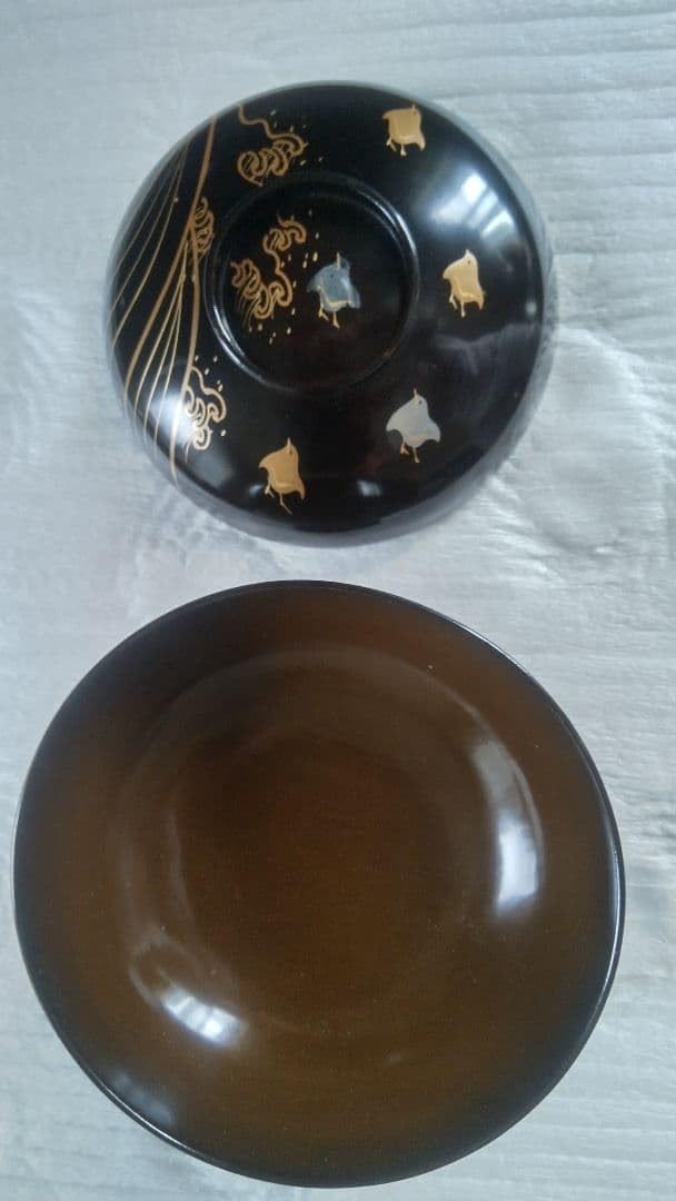 Wajima-Nuri Footed Bowl Set of 2 Traditional Lacquerware Made in Japan