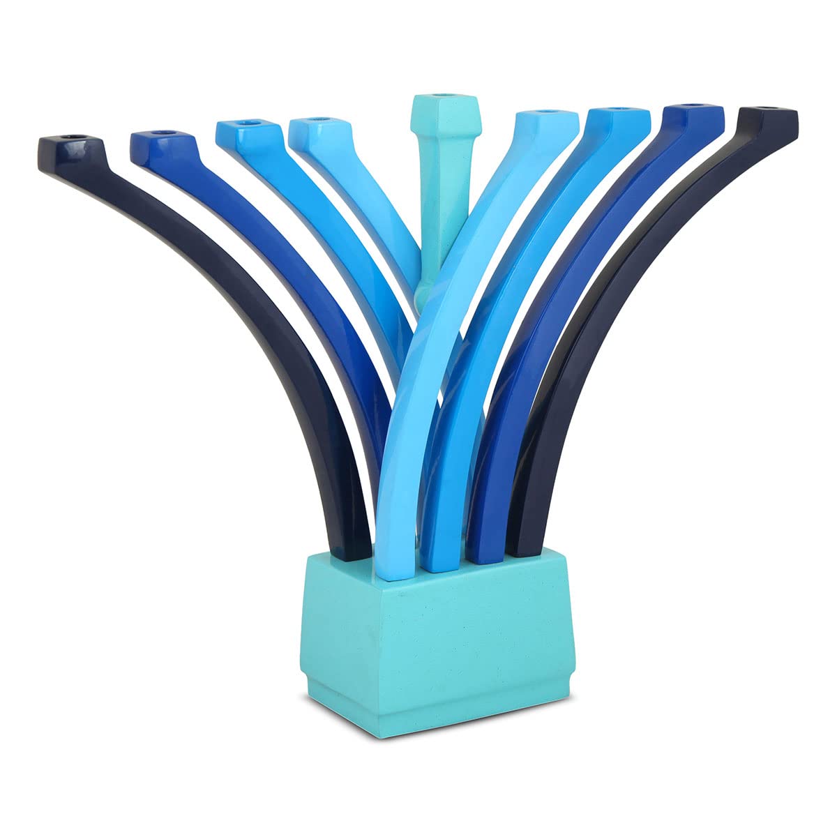 Zion Judaica Aluminum Artistic Enameled Bouquet Menorah (Multi Blues)