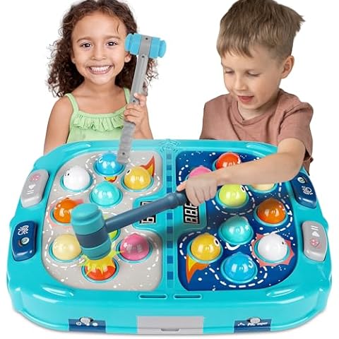 Whack Mole Game for Toddlers, 11x15 Inch Large Whacking Toy with Sound and Light, Interactive Pounding Toy for Kids, 9 Speeds for Beginners/The Skilled/Experts to Challenge, Toys for 3+ Year Old Boys Cover