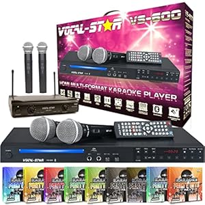 Vocal-Star VS-600 HDMI Karaoke Machine Met Bluetooth Inclusief Partijkaraoke Songs & Microfoons (Draadloze 1500 Nummers)