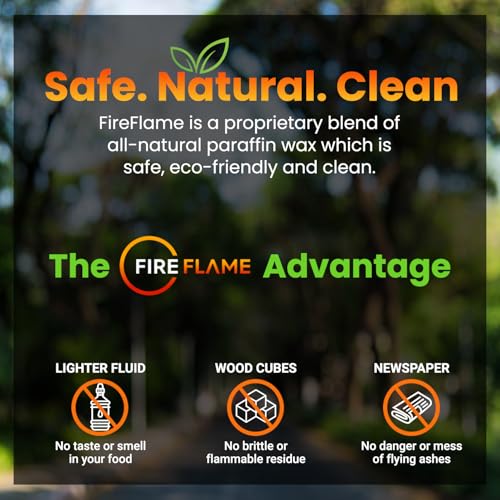 FireFlame Quick Instant Fire Starter -100% Waterproof All-Purpose Indoor & Outdoor FireStarter, for Charcoal Starter, Campfire, Fireplace, Firepit, Smoker - Odorless and Non-Toxic - 20 Pouches in Bag - Image 6