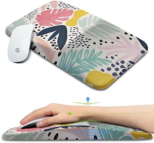 KUOSGM Ergonomic Mouse Pad Wrist Support, Memory Foam Gel Mousepad with Wrist Rest Pain Relief & Non-Slip PU Base, Office PC Computer Wrist Pad for Wireless Mouse & Desk(13x8Inch, Tropical Plants)