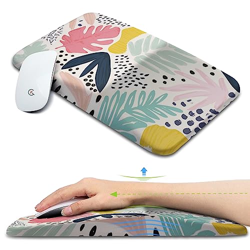 Kuosgm Ergonomic Mouse Pad Wrist Support, Memory Foam Gel Mousepad With Wrist Rest Pain Relief & Non-Slip Pu Base, Office Pc Computer Wrist Pad For Wireless Mouse & Desk(13X8Inch, Tropical Plants) #TOP3