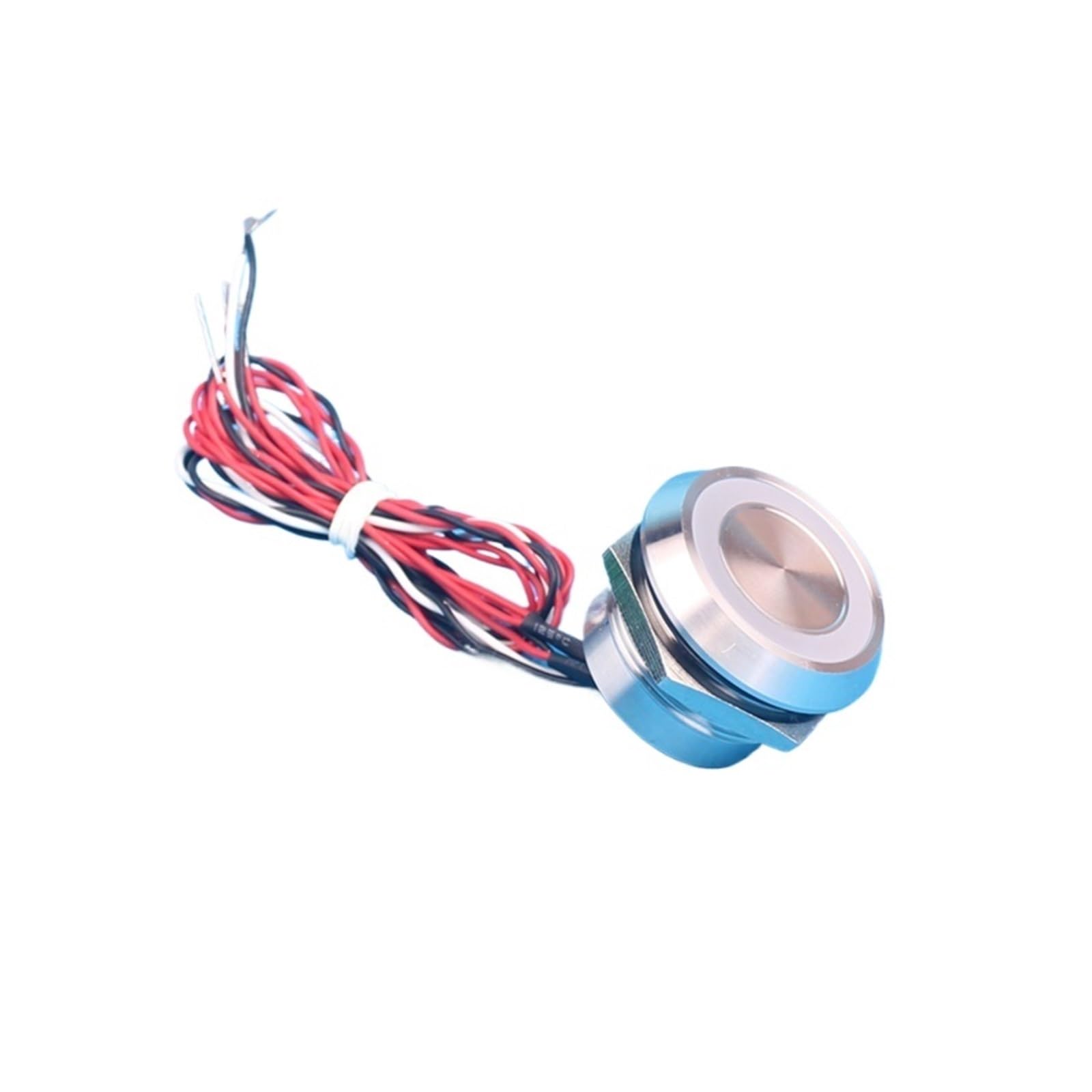 25mm Momentary Ring Led Light Stainless Steel Switch Normally Open IP68 Chamfer Head Factory Offer Wired Piezo Switch IDGTTLDF(12V RG Com Positive)