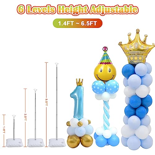 Chamvis 2 Set Balloon Column Kit - 6.56 feet Balloon Column Stand with Base for Baby Shower, Birthday Party, Graduation, Wedding Kids Party Centerpieces Decorations