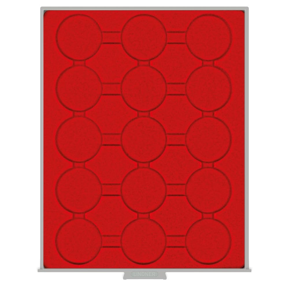 LINDNER Das Original Bandeja para Monedas Standard (estándar) con 15 Hoyos Redondos para cápsulas para Monedas con un diámetro Externo de 51 mm