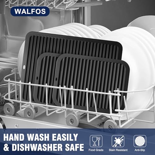 Image of Walfos XXL Silicone Trivet 16 Inch and Trivets Mats 12 Inch, Trivets for Hot Pots and Pans, Heat Resistant Pot Holders Hot Pads for Kitchen Quartz Countertops, Hot Dishes, 3 Pack