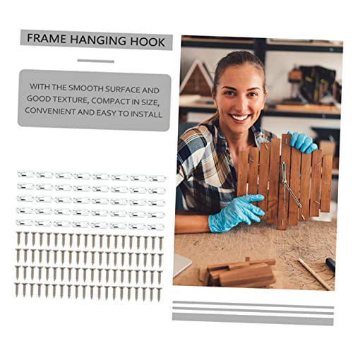 Image of Mirror Hanging Hardware 50pcs Picture Frame Hangers Keyhole Hangers with Brackets Strong Metal Construction
