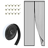 Mosquitera Puerta Magnetica 90x210 cm Cortina Mosquitera de Puerta con Imanes para Puertas de Salón/Balcón/Corredor Automático Que Evita el Paso de Insectos Negro