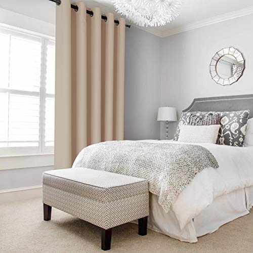 Image of DWCN Patio Sliding Door Curtains - Extra Wide Curtains for Glass Door, Room Divider Blackout Thermal Curtain Grommet Panel with Grommet Top for Bedroom Partition, 6.7ft Wide x 7ft Tall, Beige