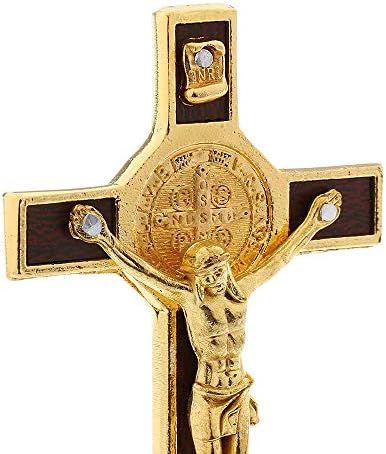 POFET Crucifix Jesus Christ Cross Statue Figurine For Car Home Chapel Decor - Gold