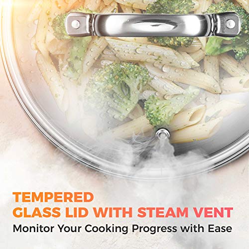 Mueller Duraclad Tri-Ply Stainless Steel 8-Inch Fry Pan With Lid, Extra Strong Cookware, 3-Layer Bottom, Even Heat Distribution, Ergonomic And Evercool Stainless Steel Handle #TOP5