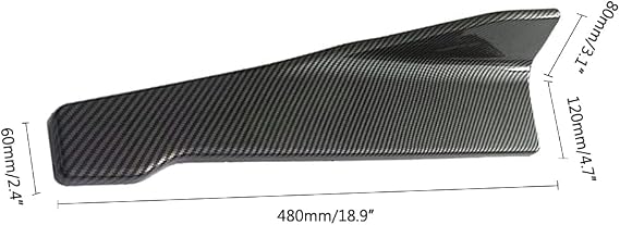 Universal Rear Diffuser Car Spoiler, Rear Bumper Lip Body Spoilers Black Lip Side Skirt Spoiler Splitter Wrap Angle Protector Exterior Decoration Trim Kit Anti-Scratch (Carbon Fiber)
