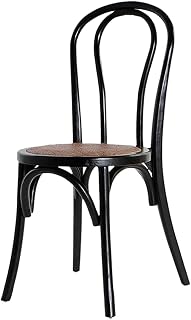 EME Silla Thonet En Color Negro Fabricada con Fibras 100% Naturales Color Negro. Incluye 1 Unidad. Silla de Ratán Apilable Ideal para Usar en Comedor, Eventos y Hostelería