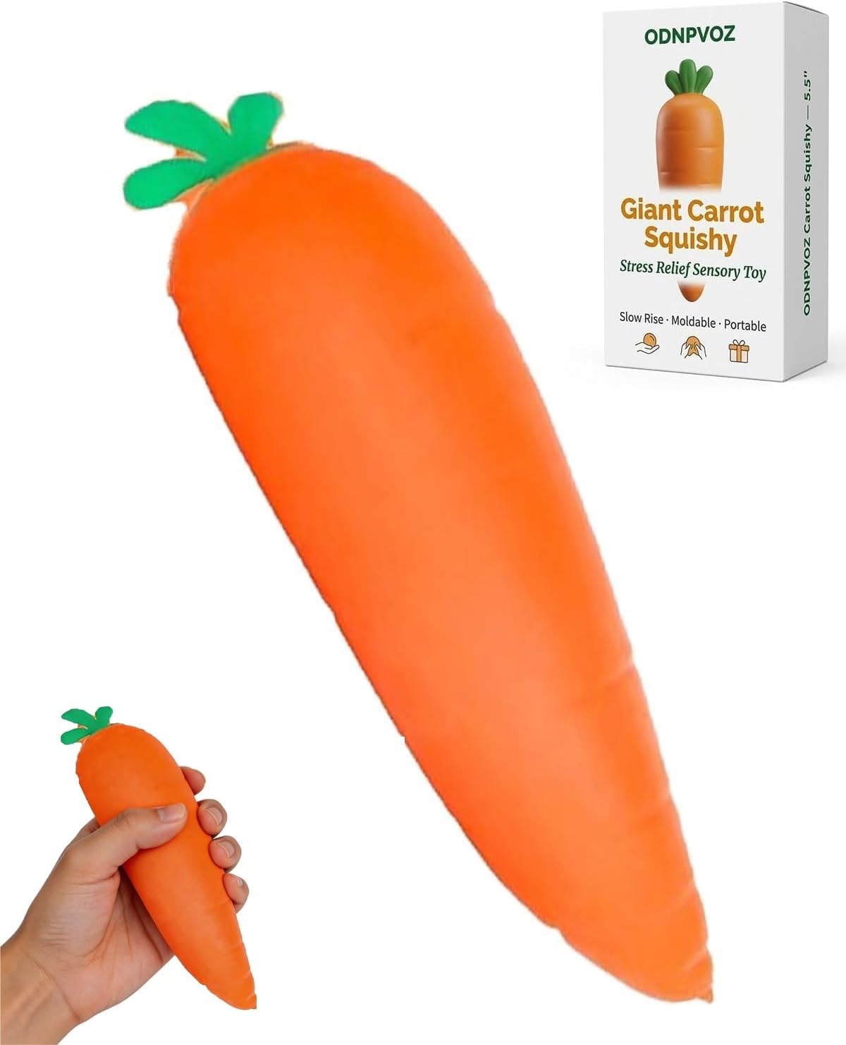 Giant Carrot/Strawberry/Dragon Fruit/BananaSquishy Stress Ball 4.5 Inch Jumbo Vegetable Slow Rise Sensory Fidget Toy Moldable Realistic Relaxing Easter Basket Stuffers Essentials(Carrots,1pc)