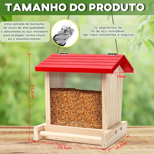 Comedouro para Passaros Livres, Comedouro Tratador Pássaros Livres Casinha de Passarinho Madeira, Ca