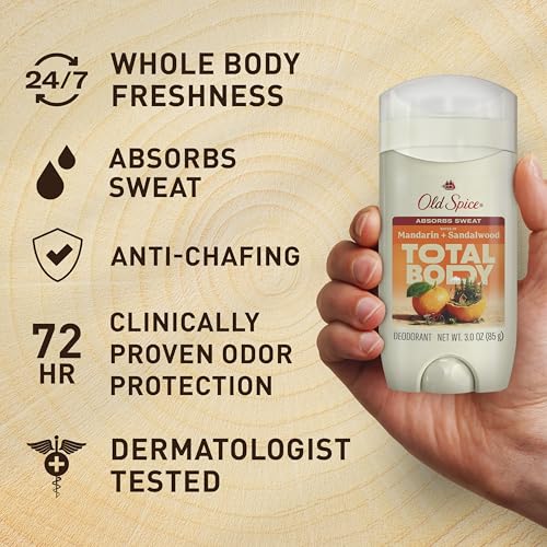 Old Spice Whole Body Deodorant Stick for Men, Aluminum Free, Mandarin + Sandalwood Scent, 24/7 Odor Protection, 24/7 Freshness, Dermatologist Tested, Gentle on Skin, Safe to Use All Over, 3.0 oz - image 3