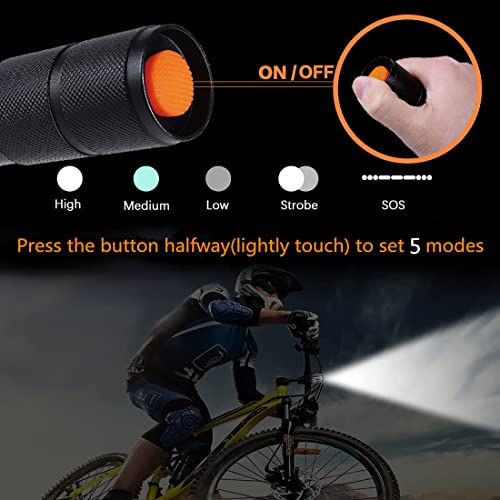 2 Pack Tactical Flashlights Torch, Military Grade 5 Modes 3000 High Lumens Led Waterproof Handheld Flashlight For Camping Biking Hiking Outdoor Home Emergency #TOP2