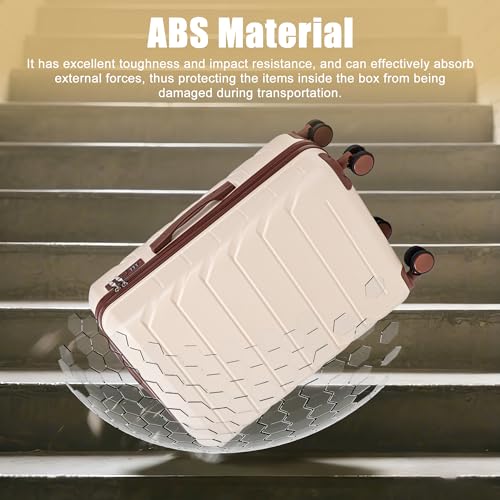 Image of 28 Inch ABS Hard Shell Large Luggage With Combination Lock and Side Hooks, Beige