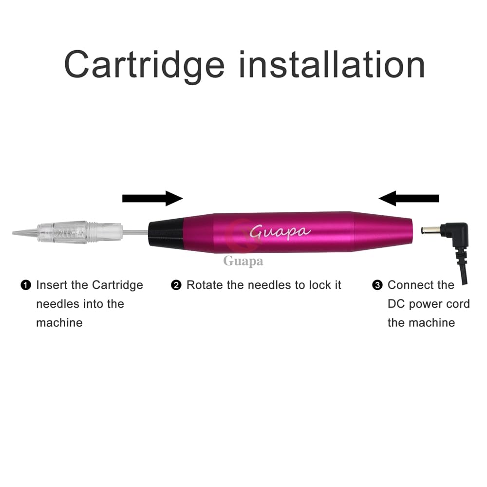 Stylo Machine Maquillage Permanent tatouage microblading Multifonctions machine tatouage avec des aiguilles 20pcs cartouche 1R (Rouge)