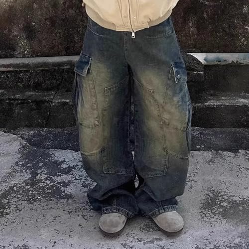 Barrel Jeans Men Cargo Super Baggy Ripped Skater Denim Pants High Waist Streetwear Barrel Leg Bottoms Washed Vintage Relaxed2