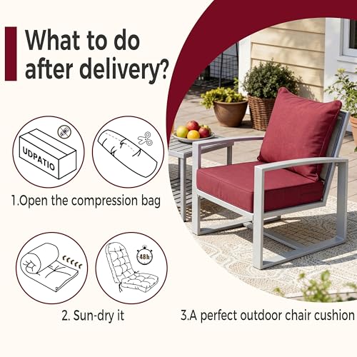 Image of Art Leon Waterproof Outdoor Seat Cushion 24 inchx 24 inch 30D High Density Foam Patio Chair Cushions with Non-Slip Backing Patio Cushions for Patio Furniture Porch Swing Garden Bench Camping Stadium Red