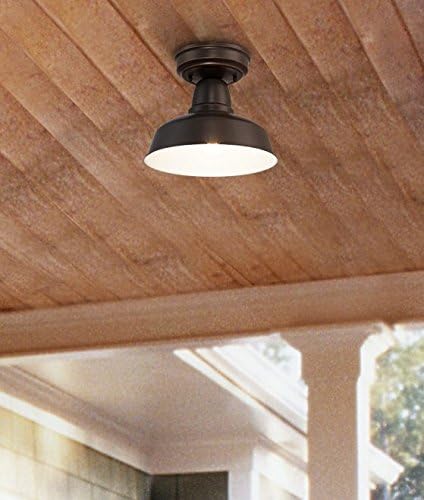 John Timberland Urban Barn Rustic Industrial Farmhouse Semi Flush-Mount Outdoor Ceiling Light Fixture Oil Rubbed Bronze 10 1/4" for Exterior Deck House Porch Yard Patio Outside Garage Garden
