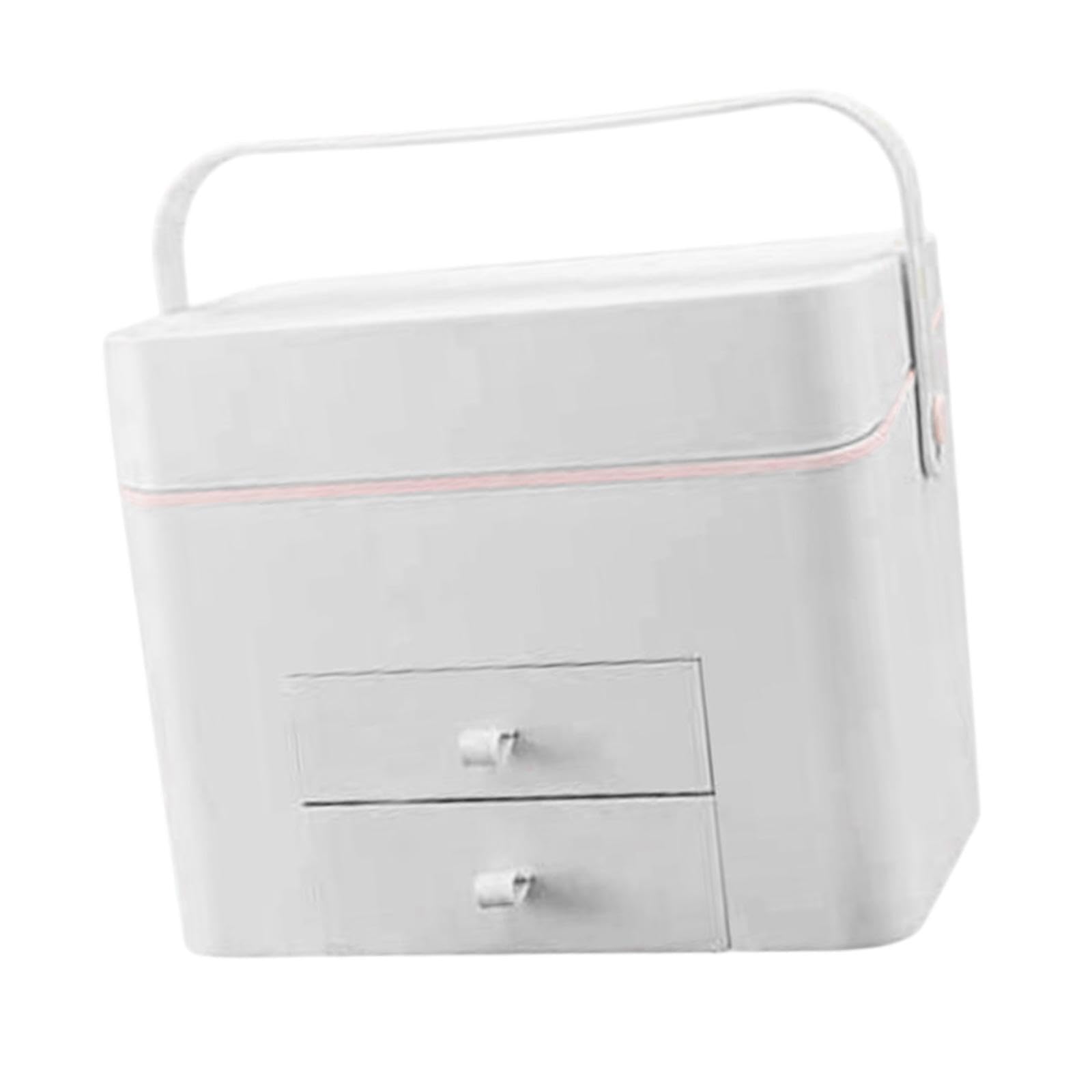 Estuche de Maquillaje con Espejo Iluminado Organizador de Cosméticos Maletín de Viaje para Maquillaje Caja de Belleza con Compartimentos Material Resi, Blanco