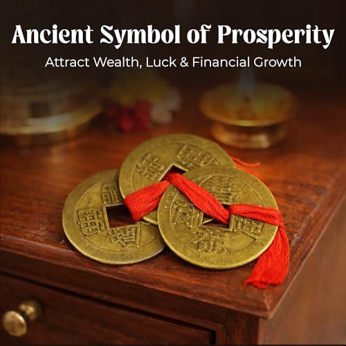 Image of GJ Feng Shui Lucky Coins Set of 3 for Wealth, Money & Business Luck | Vastu Coins for Wallet, Home & Office | Good Luck Charms & Feng Shui Items | 2.5 cm