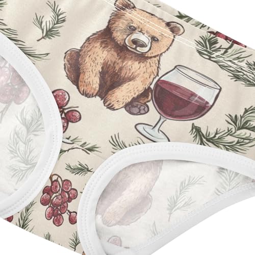 ZZKKO Bear and Grape Wine Girls Underwear Toddler Panties for Girls Comfort Brief Size 2T-8Y3