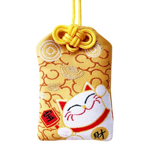 Image of Handmade Traditional Japanese Omamori Blessing Lucky Amulet for Good Wealth /Lucky Cat /Maneki Neko Hanging Fortune Bag Gifts for Women Men