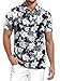 SWTJIC Men's Golf Shirt Funny Floral Hawaiian Polos Quick Dry Moisture Wicking Short Sleeve Outfits Navy Blue 2XL