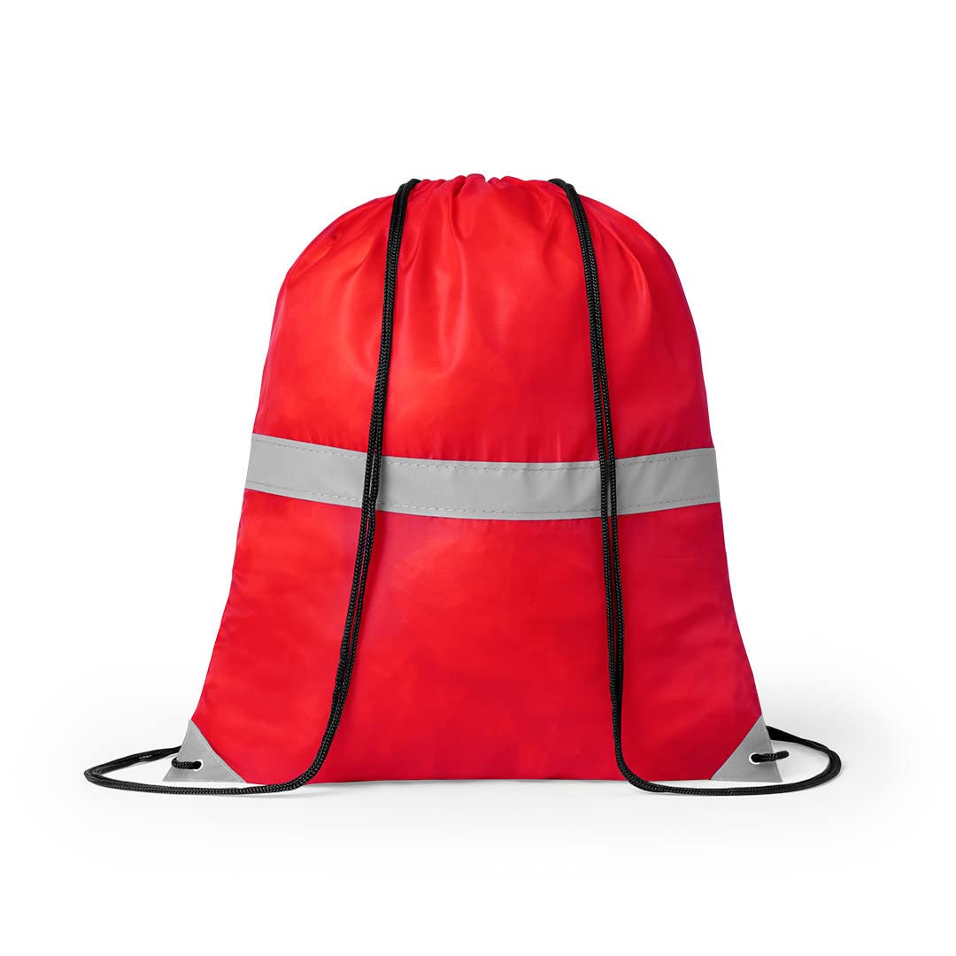 eBuyGB High Vis Drawstring Bag High Visibility Reflective Rucksack Casual Backpack Travel Unisex Sports Bag - Red
